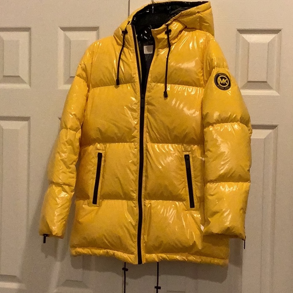 Michael Kors Bubble Jacket, Golden Yellow with hood